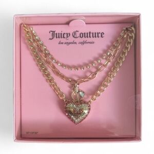 Juicy Couture Layered Heart Pendant Gold Necklace